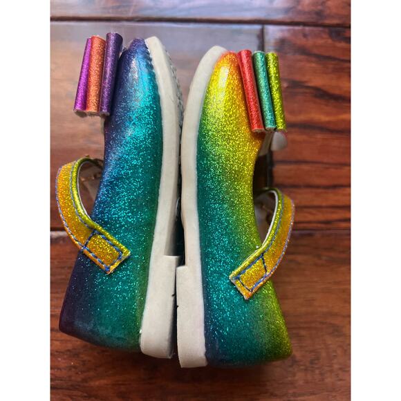 Pipperdoodles by Pipsqueaks Boutique 22 (5c) Toddler Bow Mary Jane Shoes Rainbow - Picture 6 of 8